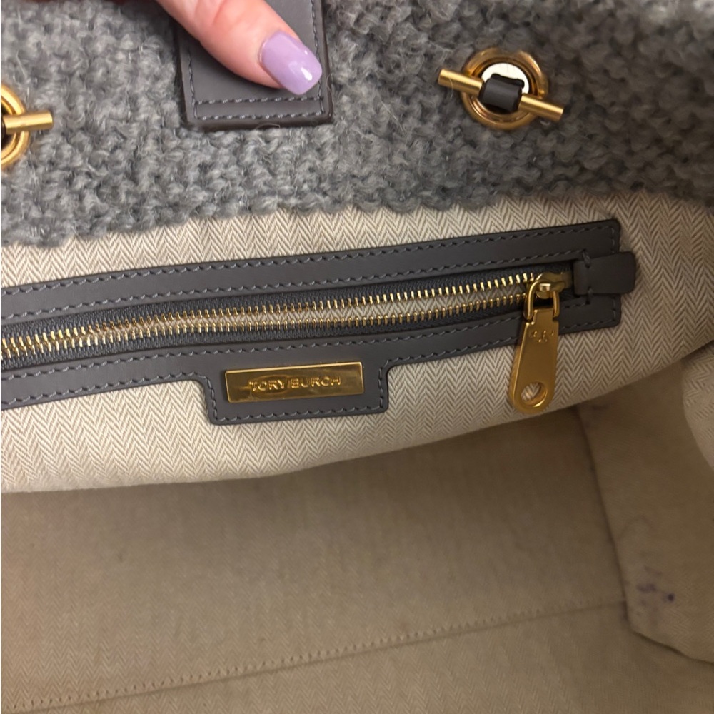 Tory Burch Ella Gray Boucle Tote Bag - Picture 6 of 10